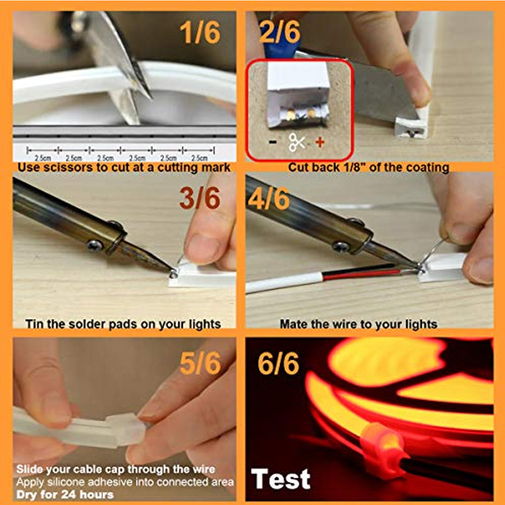 Warm White LED Neon Rope Light for Home /Business/Holiday /Birthday Deco 12V50 FT/15 Meters