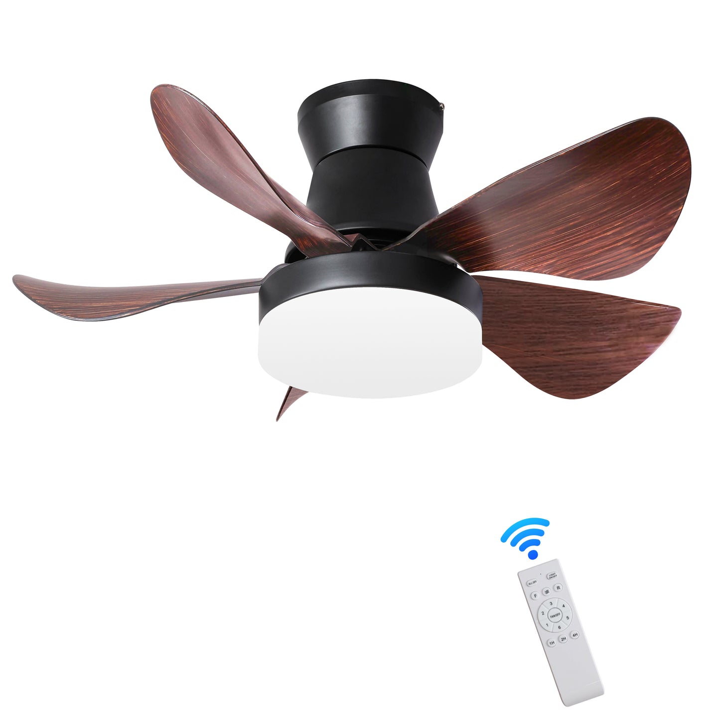 28 Inch Ceiling Fans with Lights and Remote, Modern Indoor Outdoor Ceiling Fans with Light, 5 Blades Ceiling Fan Light with DC Motor for Bedroom