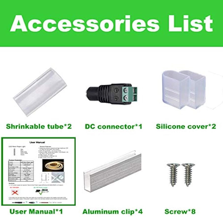 Green LED Neon Light DC12V Waterproof 16.4FT/5Meters