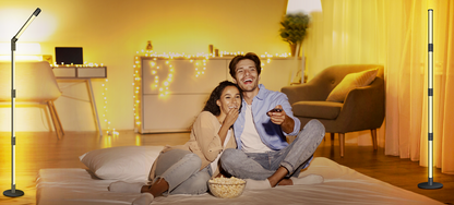 RGB +IC Corner Floor Lamp, 360° Rotating LED Corner Lamp Bluetooth Smart,Music Synchronization Remote/APP Control ,Plug & Play Standing Lamp for Living Room, 16 Million DIY Colors.