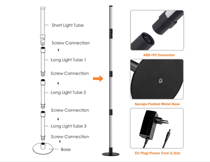 RGB +IC Corner Floor Lamp, 360° Rotating LED Corner Lamp Bluetooth Smart,Music Synchronization Remote/APP Control ,Plug & Play Standing Lamp for Living Room, 16 Million DIY Colors.