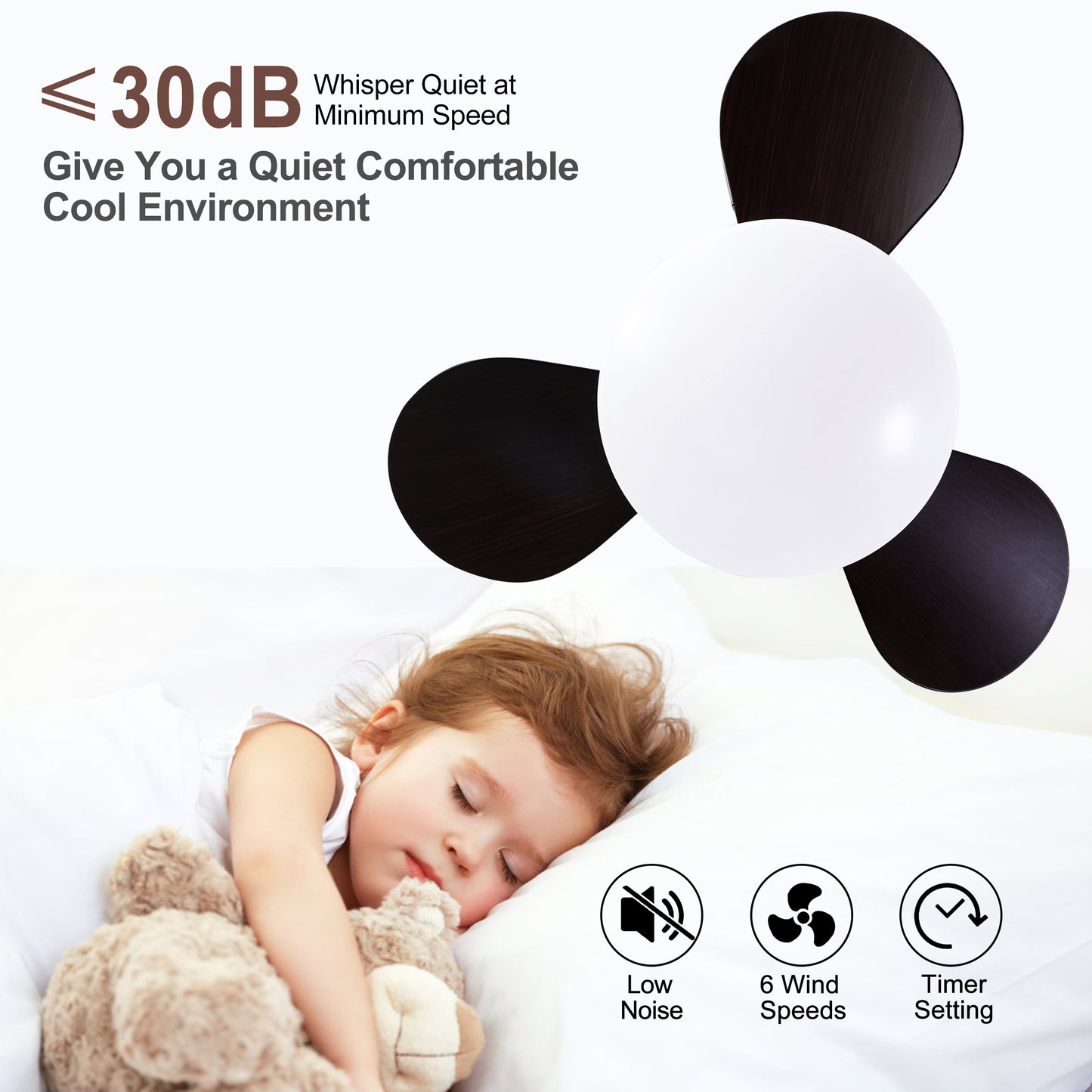 24" Modern Ceiling Fan with Light and Remote,Low Profile Flush Mount Ceiling Fans Indoor,Small Fandelier Ceiling Fans with Dimmable LED Light Fixture for Bedroom Kitchen (Black)
