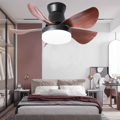 28 Inch Ceiling Fans with Lights and Remote, Modern Indoor Outdoor Ceiling Fans with Light, 5 Blades Ceiling Fan Light with DC Motor for Bedroom