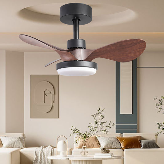 24 lnch Ceiling Fan with Lights Remote Control, Small Ceiling Fan 3 Reversible Blades, Low Profile Ceiling Fan for Kitchen Bedroom Dining Room, 3 Colors, 6 Speeds
